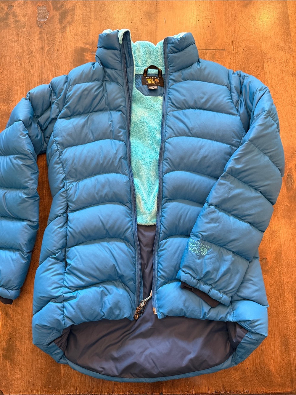 Mountain Hardwear Fleece-Lined Down Puffer Jacket Blue OL4143 - Like New